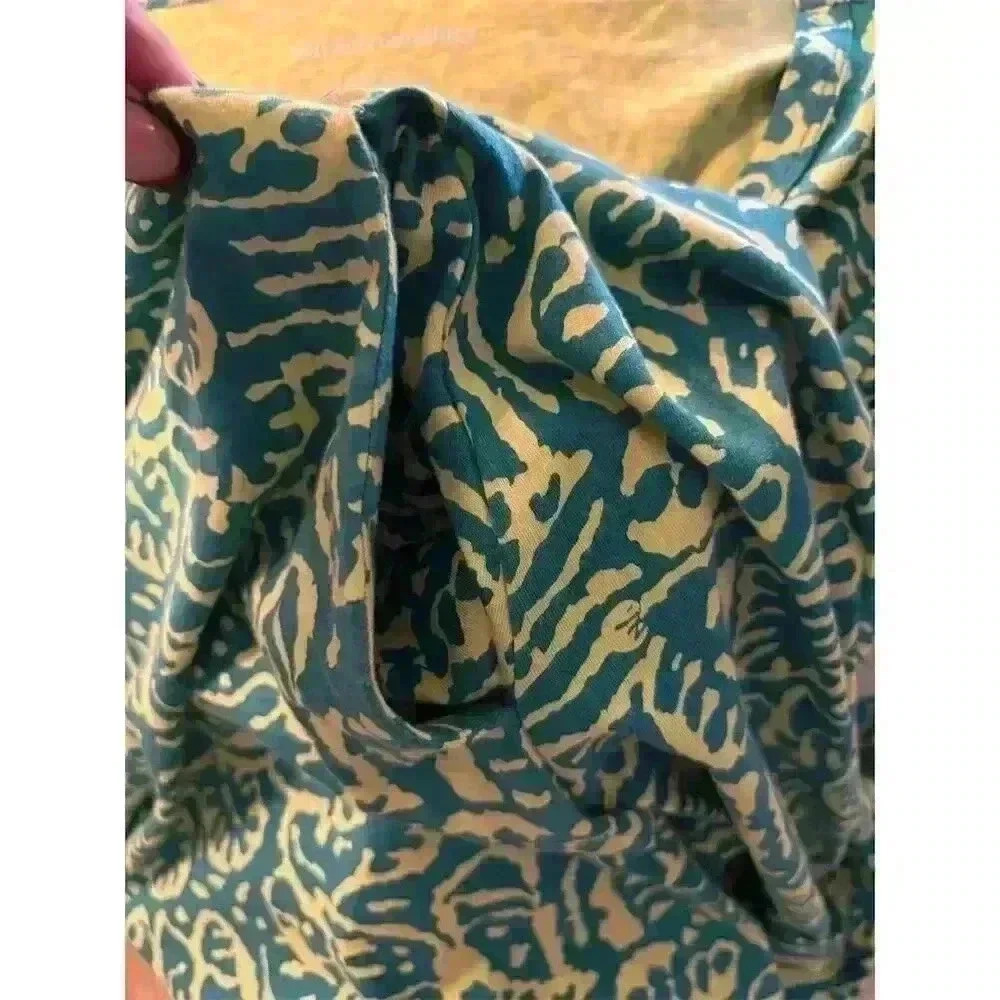 Soft Surroundings Women's 1X Green Palm Leaf Print Dress w/ Pockets - Picture 6 of 10